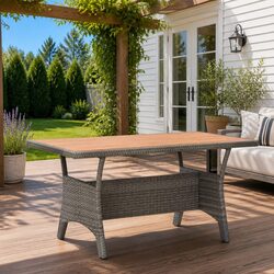 Garden Dining Table 120x70x66cm Grey Outdoor Patio Furniture Acacia Wood Frame