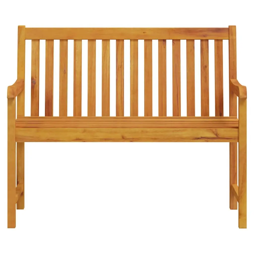 Outdoor Garden Bench Brown 110cm Solid Acacia Wood Backrest Armrest