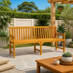 Sturdy Garden Bench: Solid Acacia Wood, 180cm Long