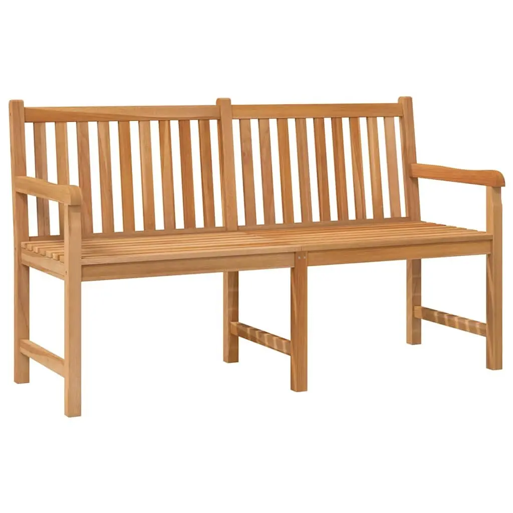 Garden Bench Brown 150cm Solid Teak Wood Outdoor Seating Furniture
