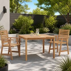 Garden Dining Table 110x110x77cm Outdoor Patio Furniture Brown Wood Square