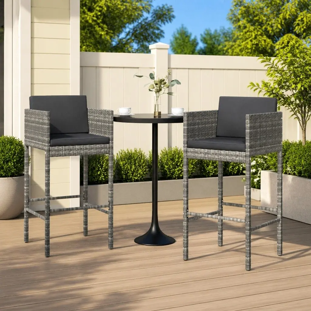 Grey Poly Rattan Bar Stools