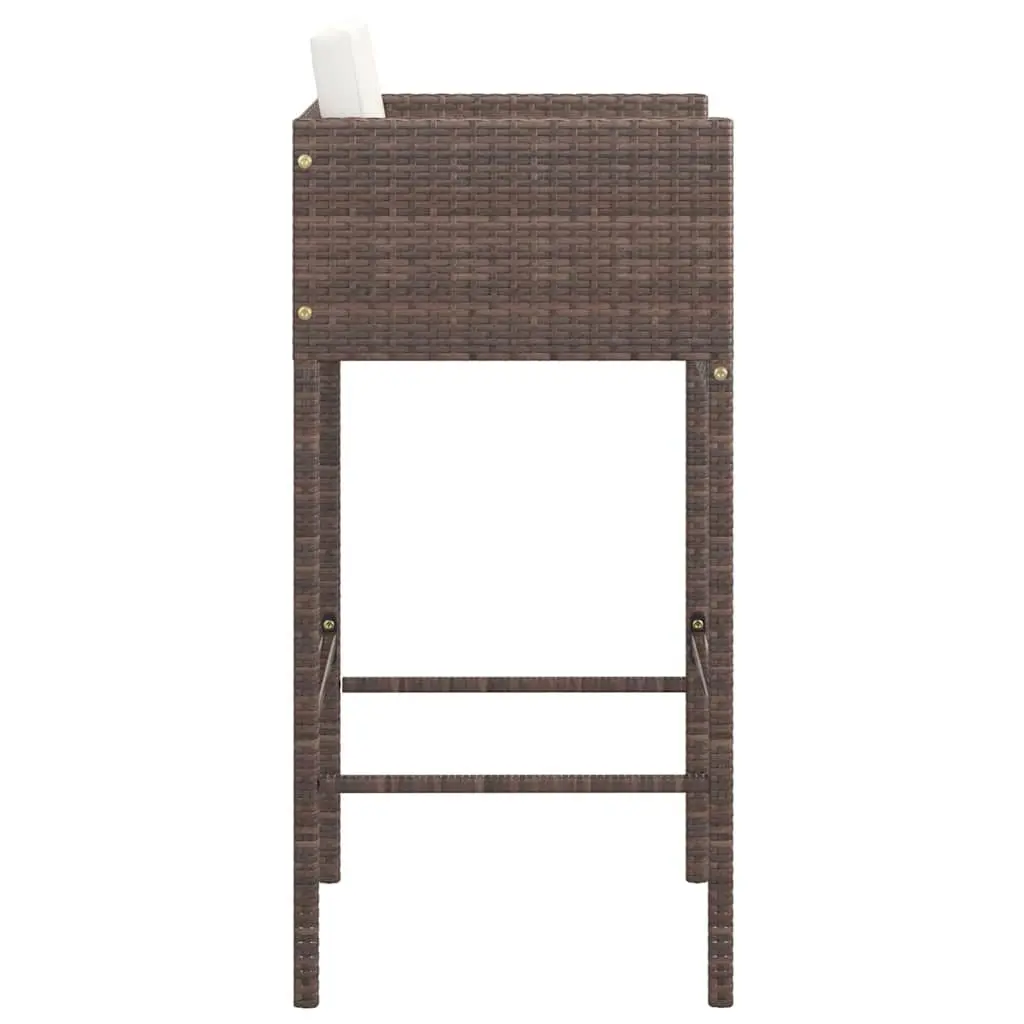 Outdoor Bar Stools Brown 4 Piece Weather-resistant Poly Rattan Construction with Cushions