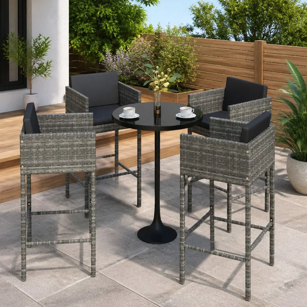 Grey Bar Stools Set for Outdoor Relaxation