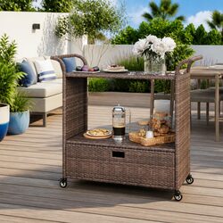 Brown Bar Cart with Drawer: Quality and Convenience