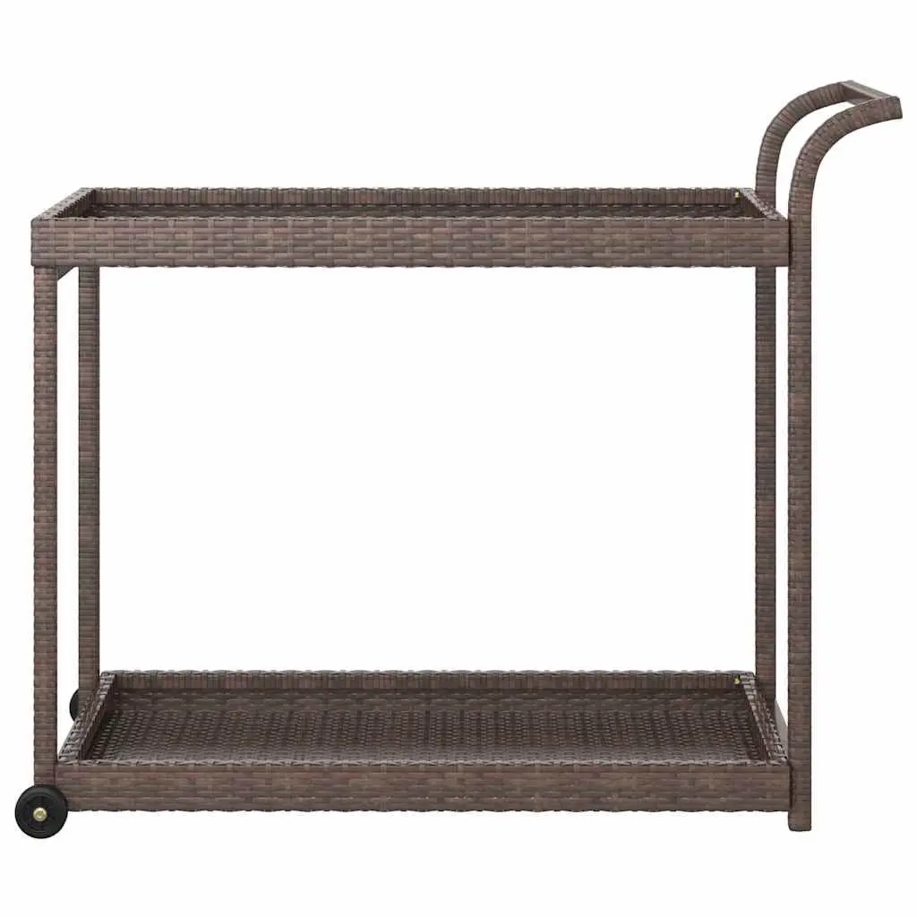Bar Cart Brown 100x45x83 cm Poly Rattan Weather Resistant Kitchen Dining Trolley