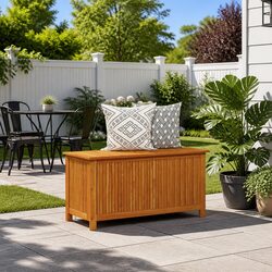 Concise Solid Acacia Wood Garden Storage Box