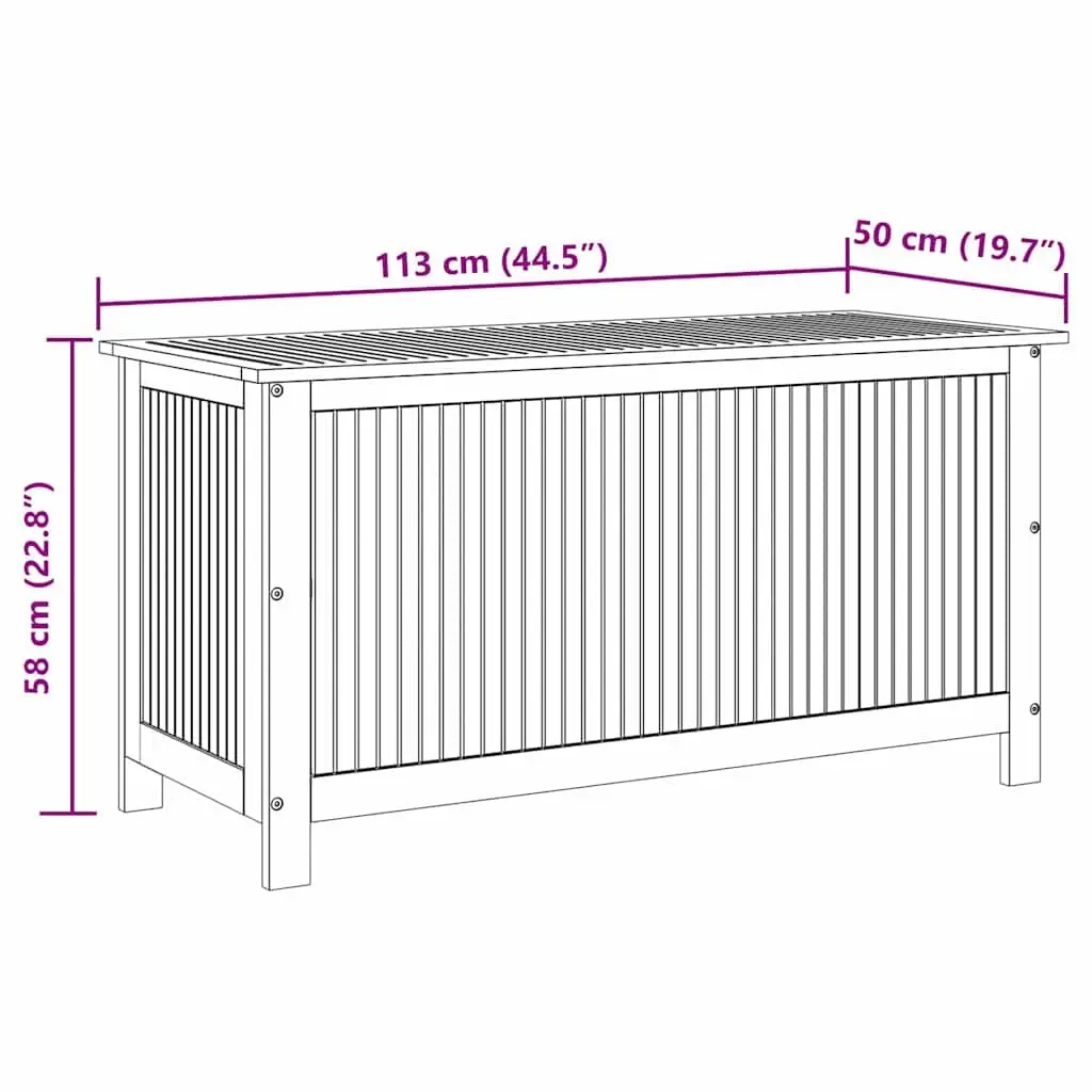 Garden Storage Box Solid Wood Outdoor Furniture 113x50x58cm Patio Deck Organizer