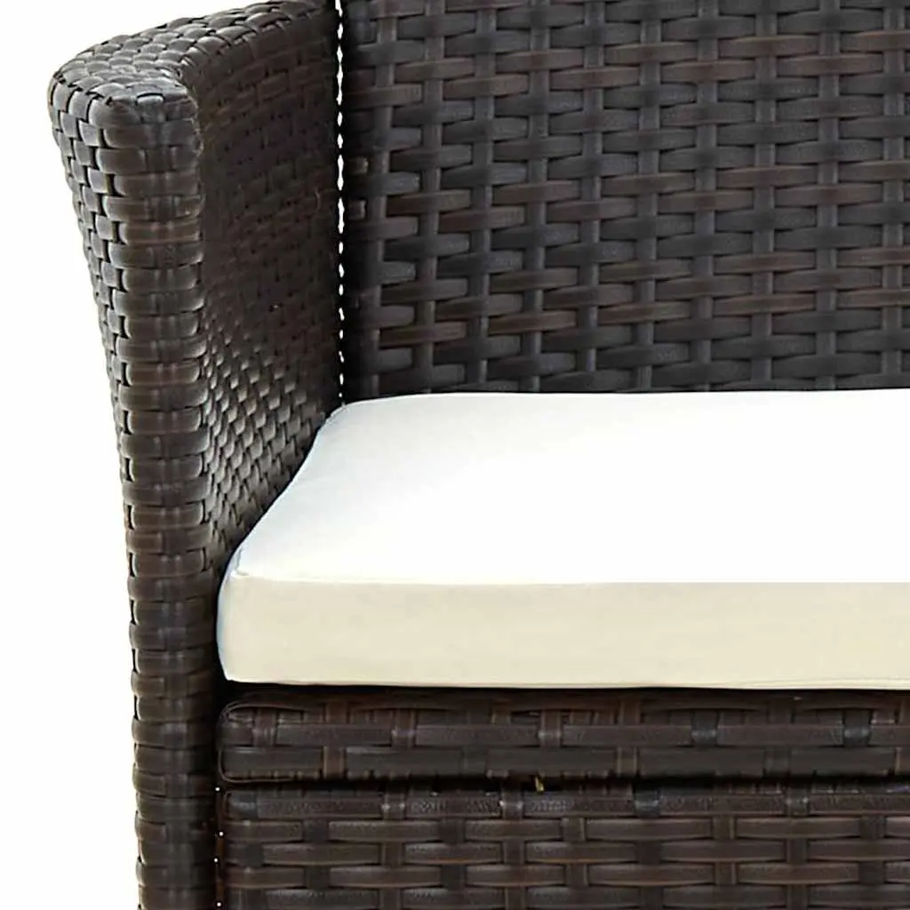 Outdoor Garden Chairs Set 2 pcs Brown Poly Rattan Armchair with Cushions