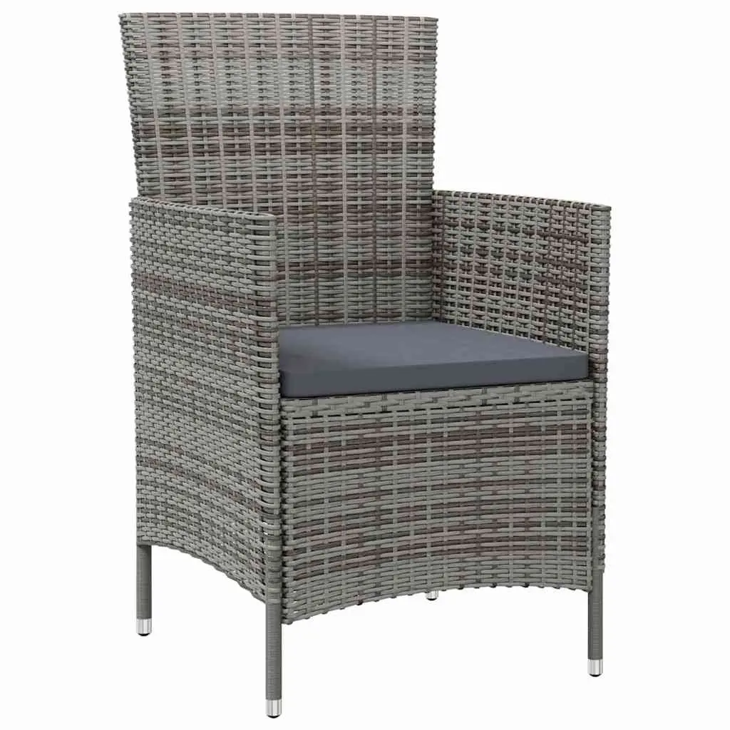 Outdoor Garden Chairs Set Grey 2 Piece PE Rattan Armchair with Padded Cushions
