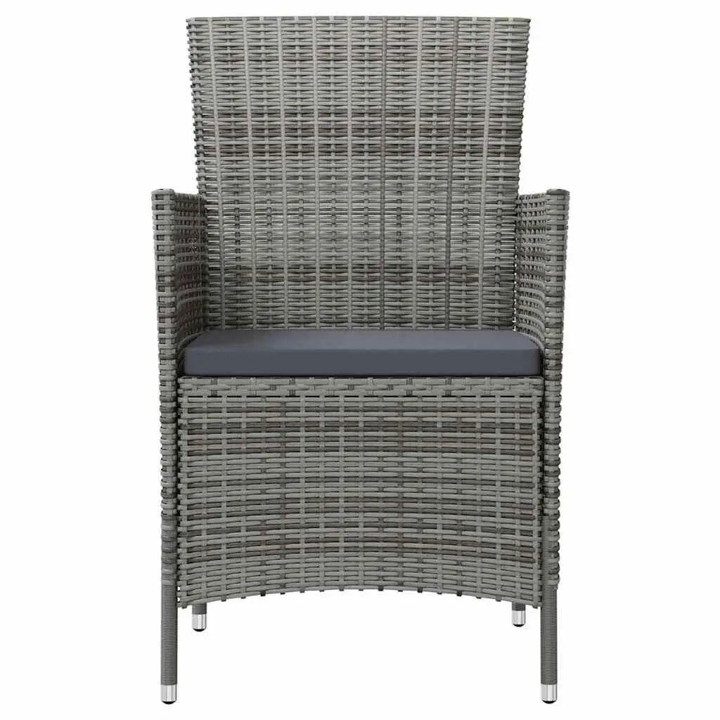 Outdoor Garden Chairs Set Grey 2 Piece PE Rattan Armchair with Padded Cushions