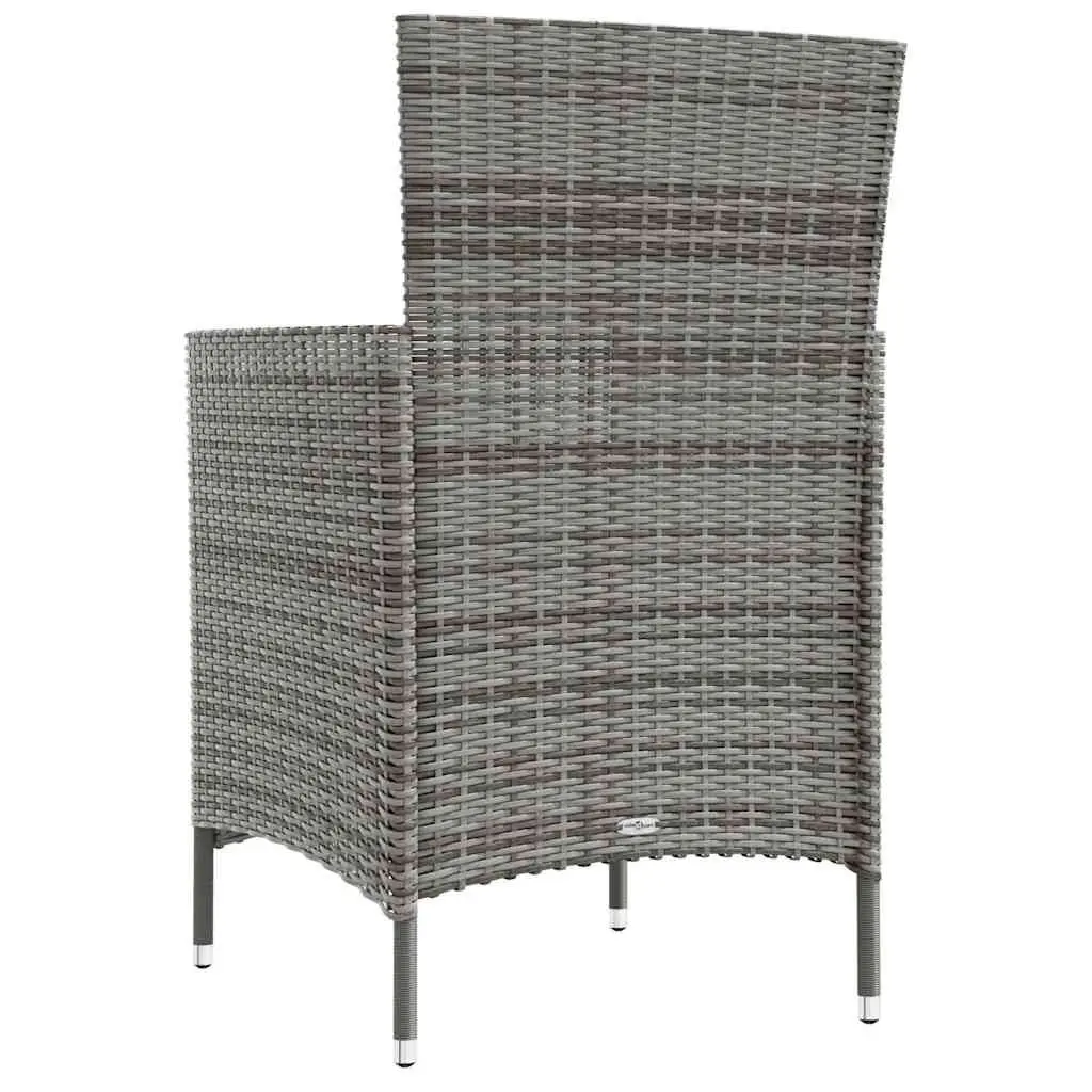 Outdoor Garden Chairs Set Grey 2 Piece PE Rattan Armchair with Padded Cushions