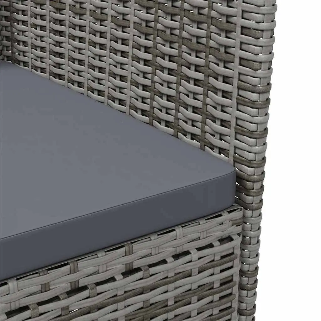 Outdoor Garden Chairs Set Grey 2 Piece PE Rattan Armchair with Padded Cushions