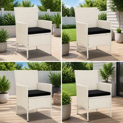Enjoy Your Outdoor Space with 4 pcs Garden Chairs Set in White