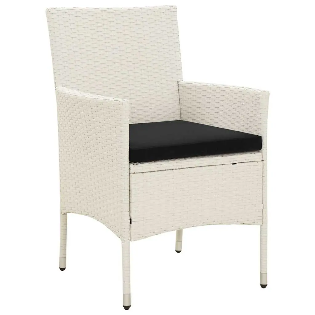 Outdoor Garden Chairs Set White 4 Piece PE Rattan Patio Seating with Cushions