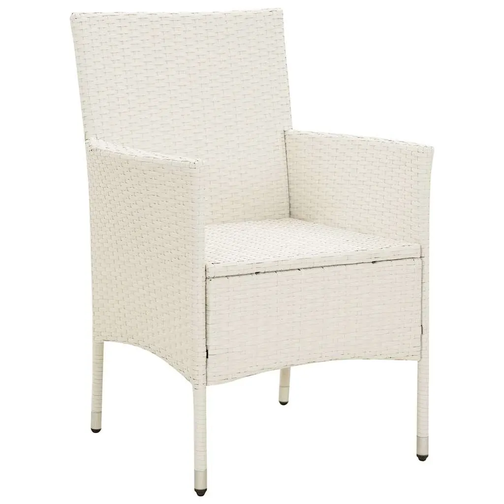 Outdoor Garden Chairs Set White 4 Piece PE Rattan Patio Seating with Cushions
