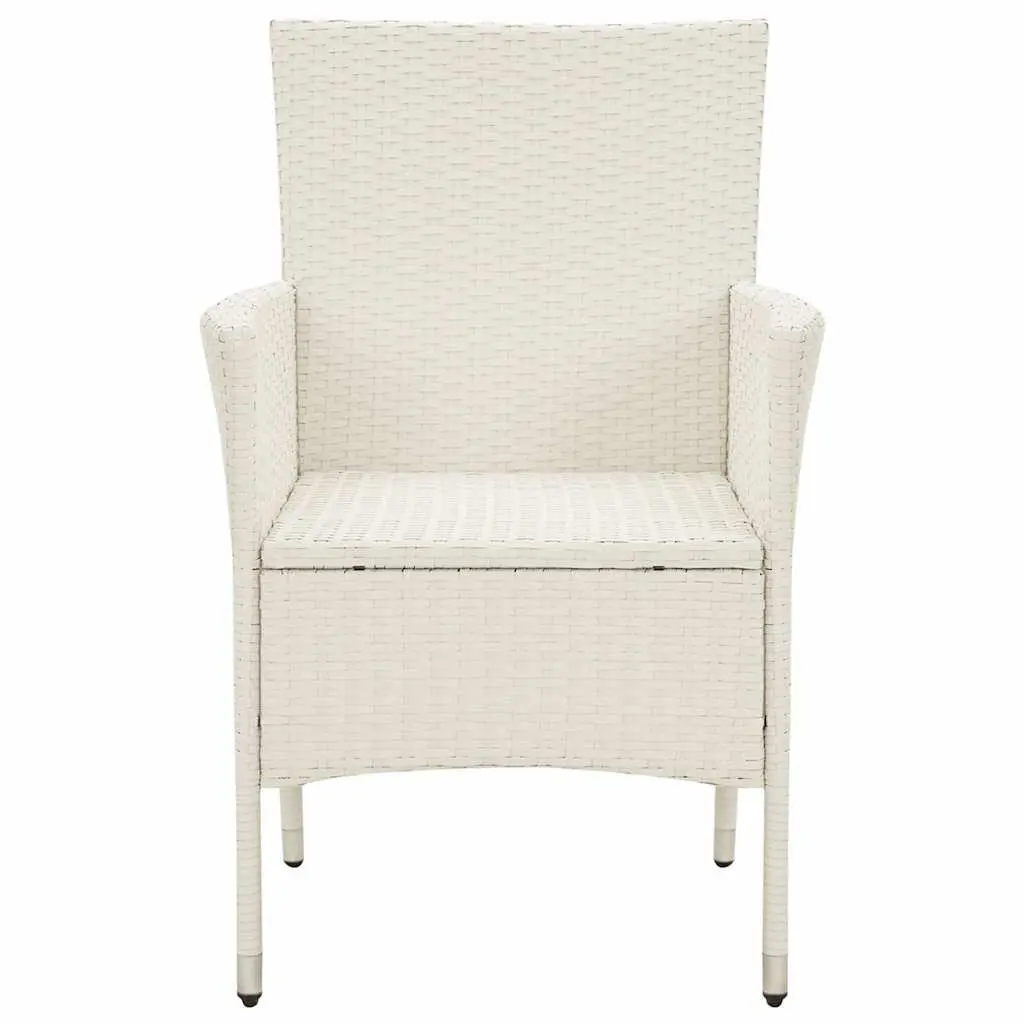 Outdoor Garden Chairs Set White 4 Piece PE Rattan Patio Seating with Cushions