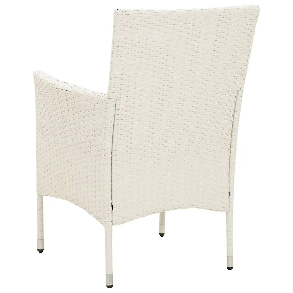 Outdoor Garden Chairs Set White 4 Piece PE Rattan Patio Seating with Cushions
