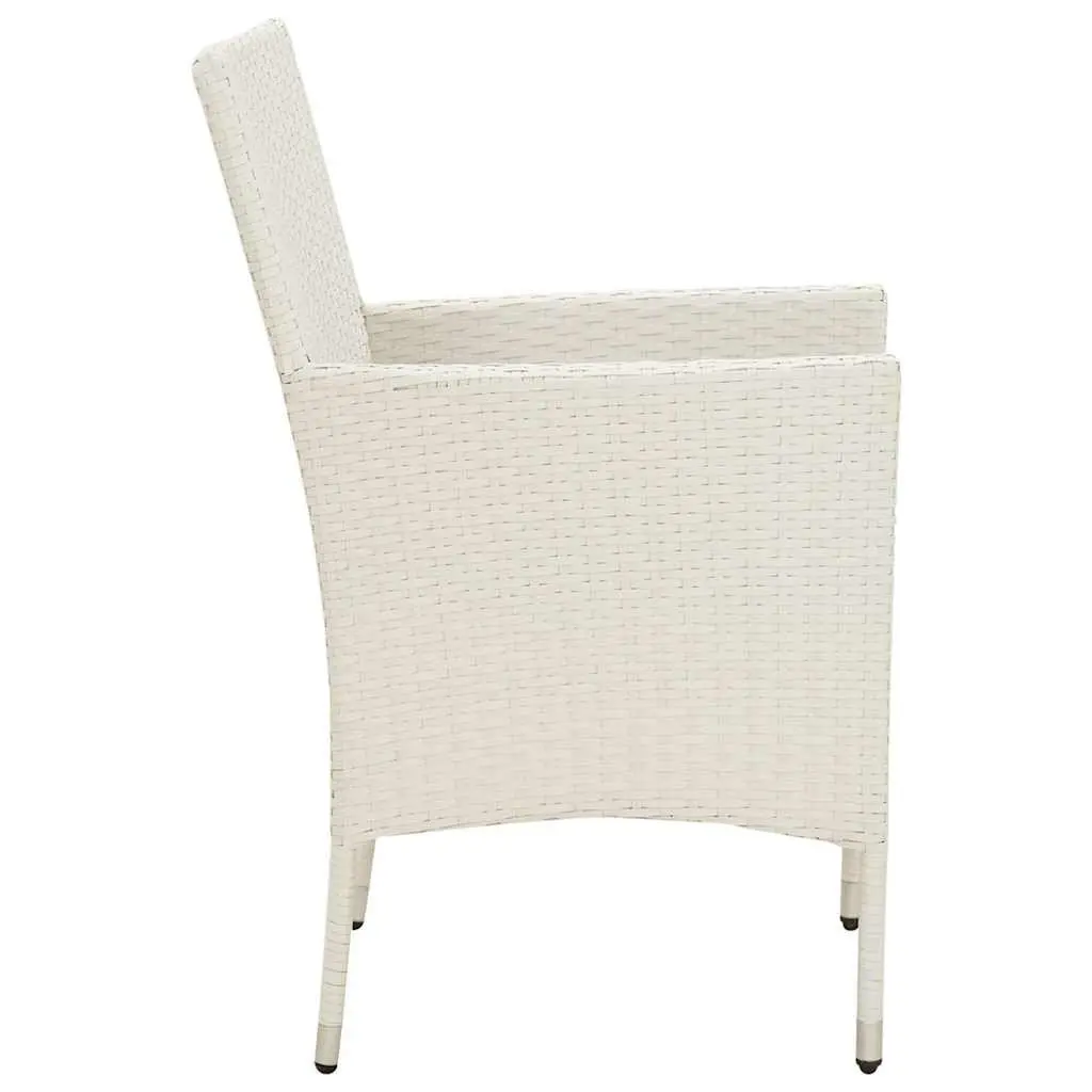 Outdoor Garden Chairs Set White 4 Piece PE Rattan Patio Seating with Cushions