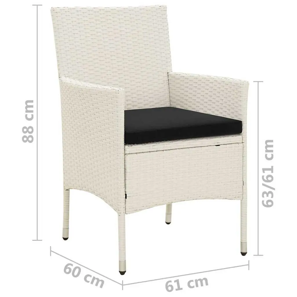 Outdoor Garden Chairs Set White 4 Piece PE Rattan Patio Seating with Cushions