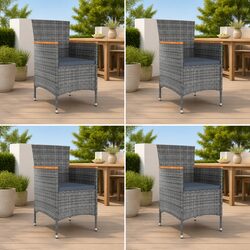 4-Piece Outdoor Dining Chairs in Grey, Built for Comfort