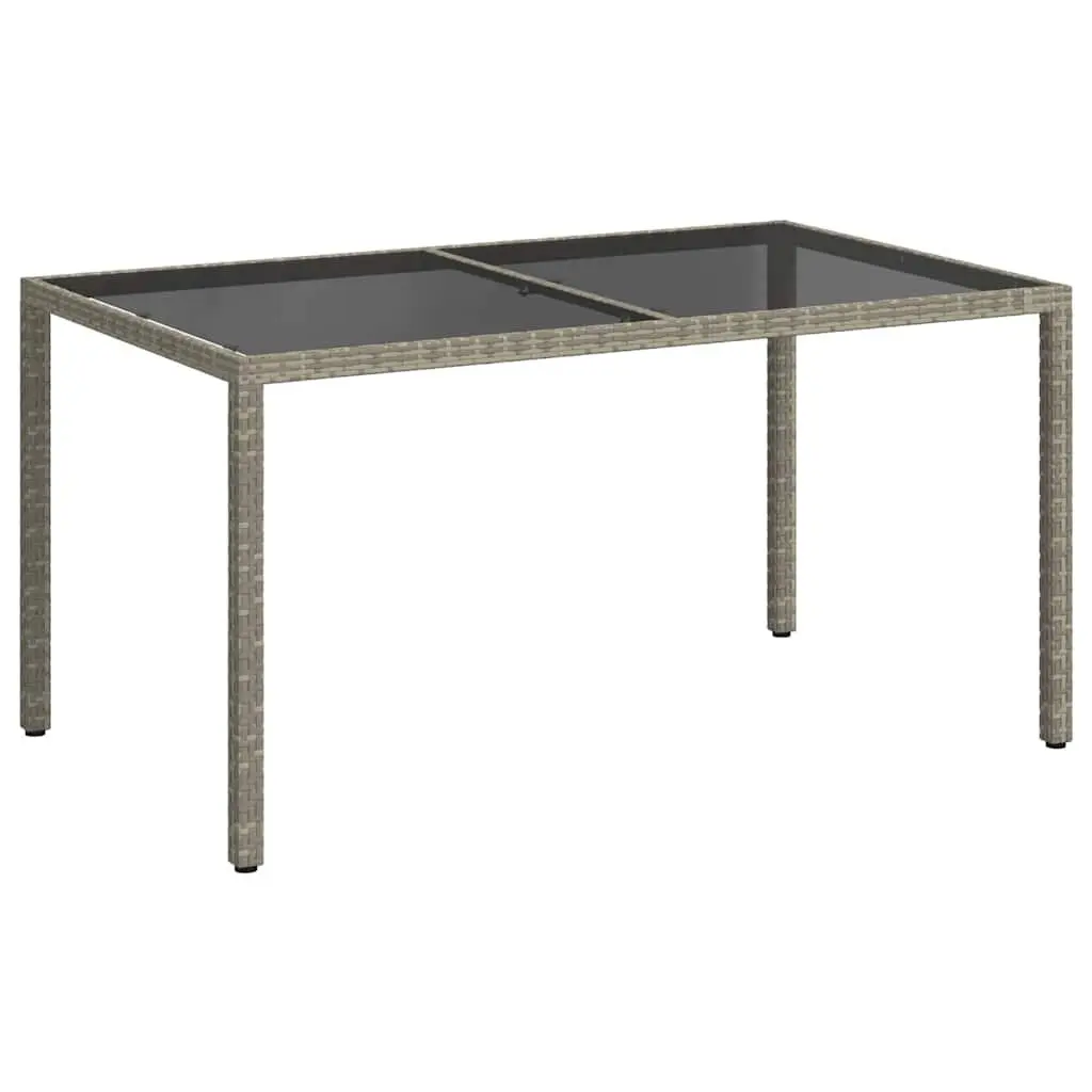 Garden Table 150x90x75 cm Outdoor Patio Furniture Poly Rattan Tempered Glass