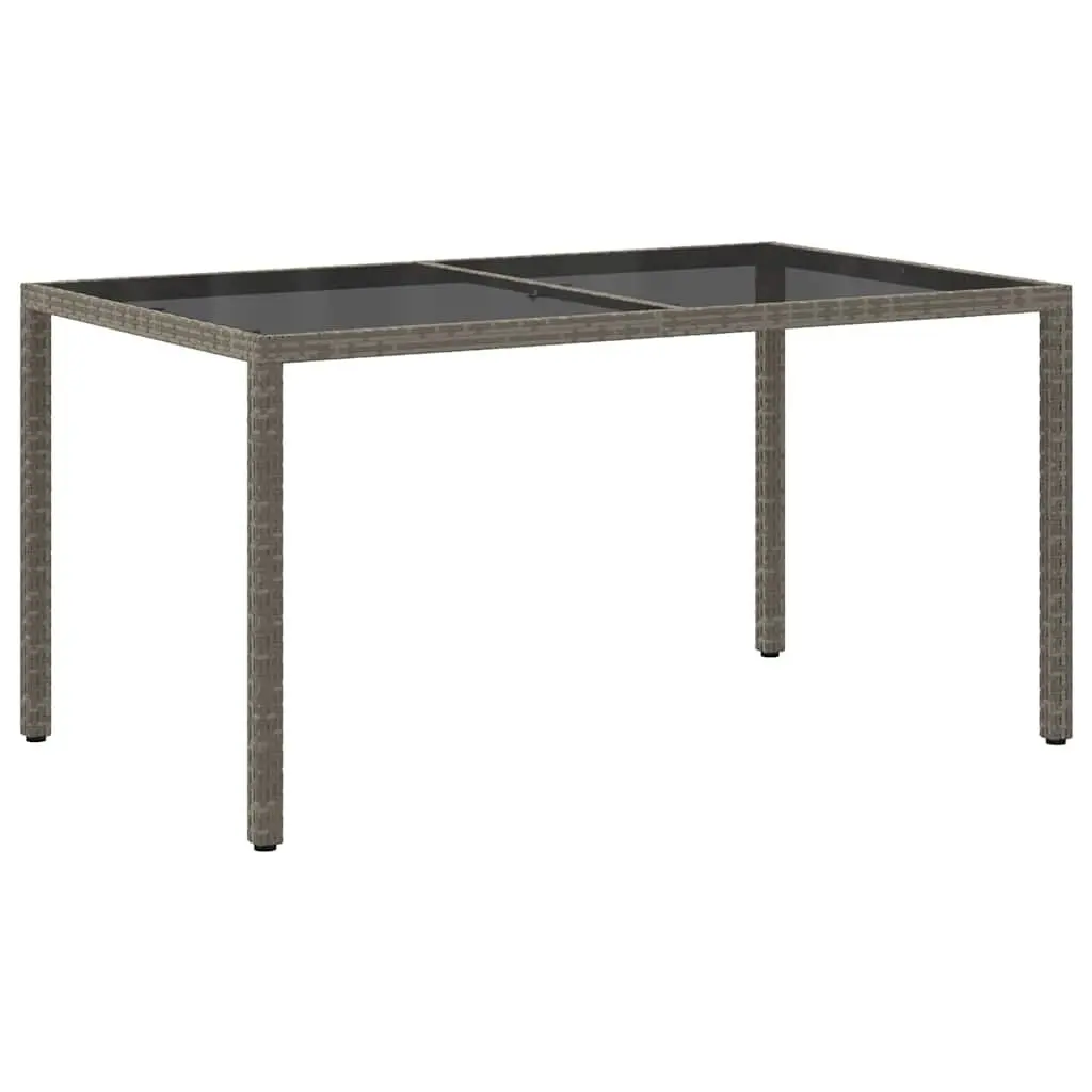 Garden Table 150x90x75 cm Outdoor Patio Furniture Poly Rattan Tempered Glass
