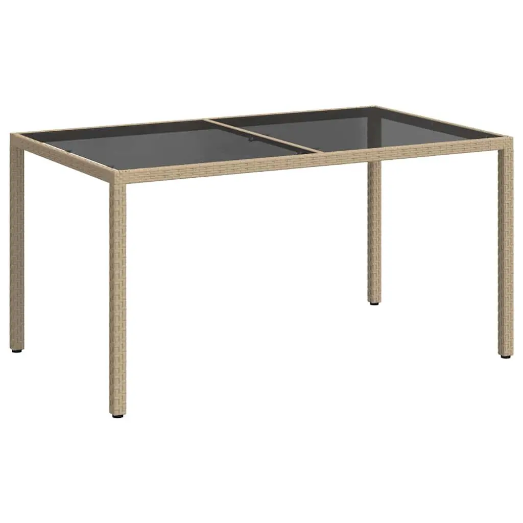 Garden Table 150x90x75cm Outdoor Patio Furniture Tempered Glass Poly Rattan