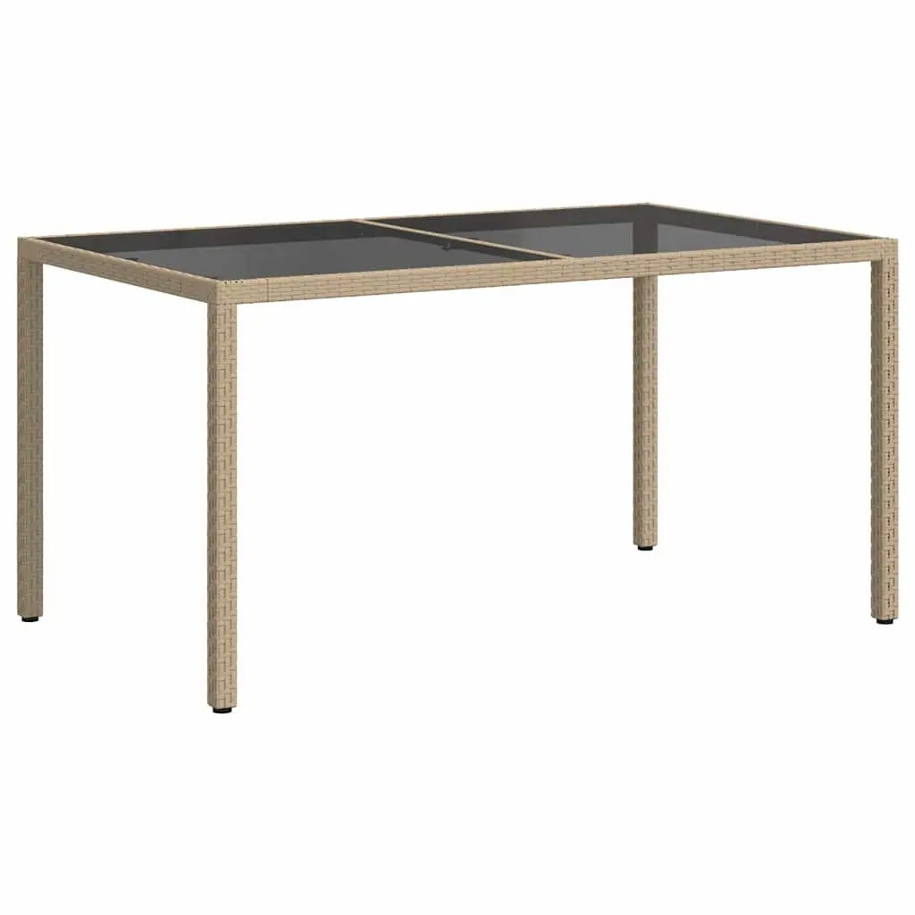 Garden Table 150x90x75cm Outdoor Patio Furniture Tempered Glass Poly Rattan