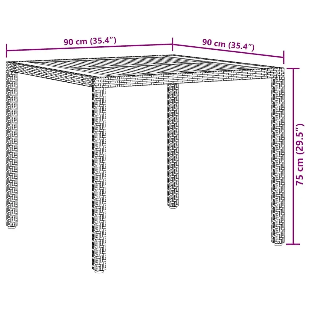 Garden Table 90x90x75cm with Durable Materials