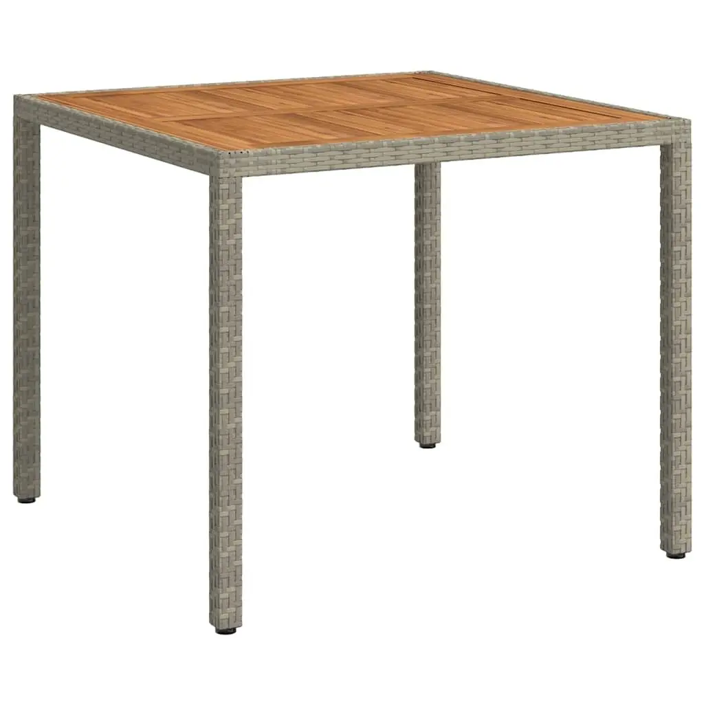 Garden Table 90x90x75cm Outdoor Patio Furniture Poly Rattan Acacia Wood Grey