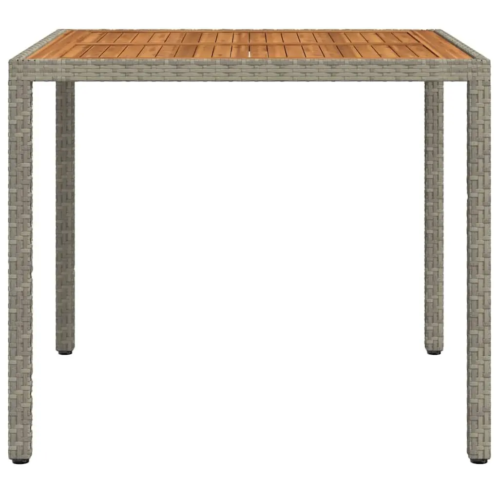 Garden Table 90x90x75cm Outdoor Patio Furniture Poly Rattan Acacia Wood Grey