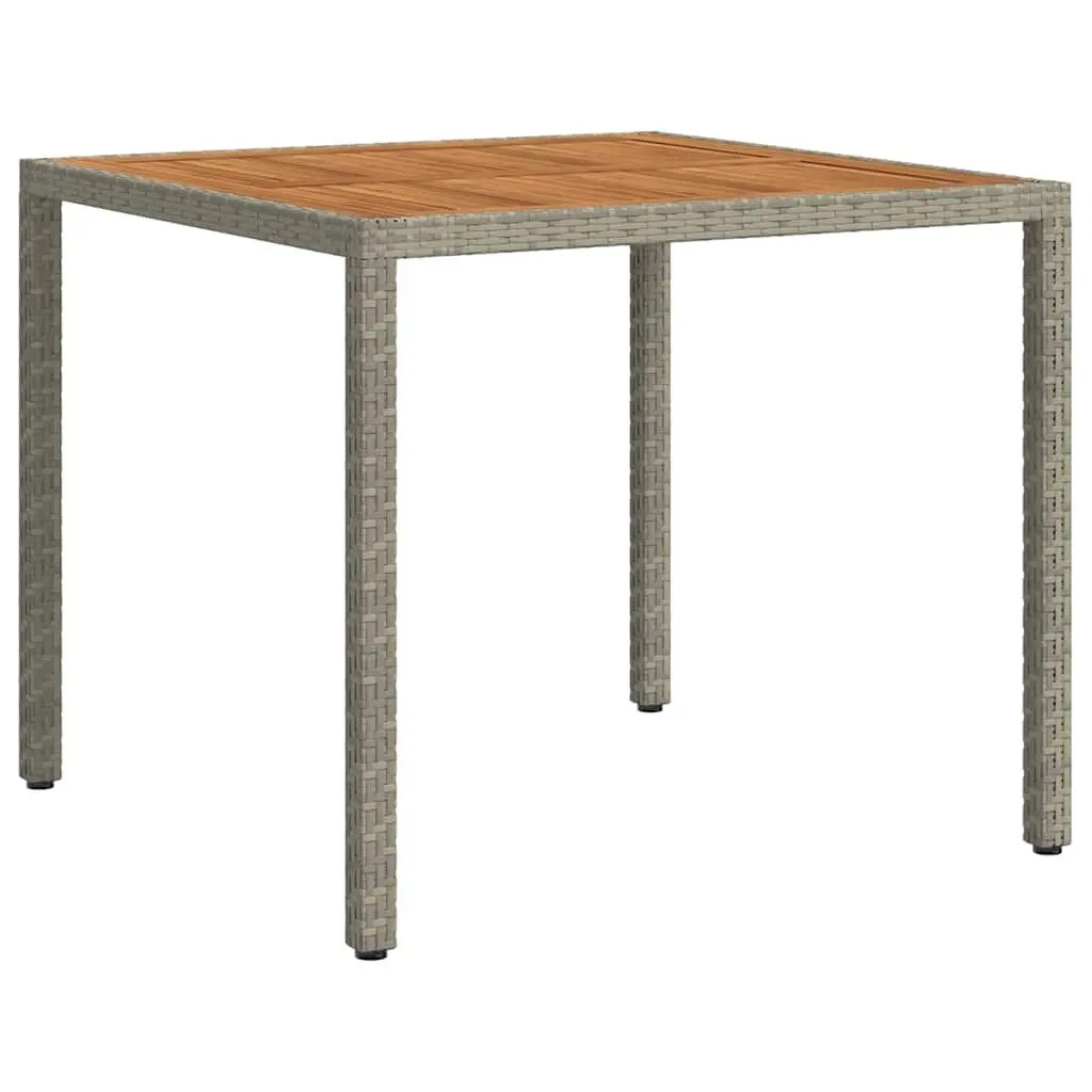 Garden Table 90x90x75cm Outdoor Patio Furniture Poly Rattan Acacia Wood Grey