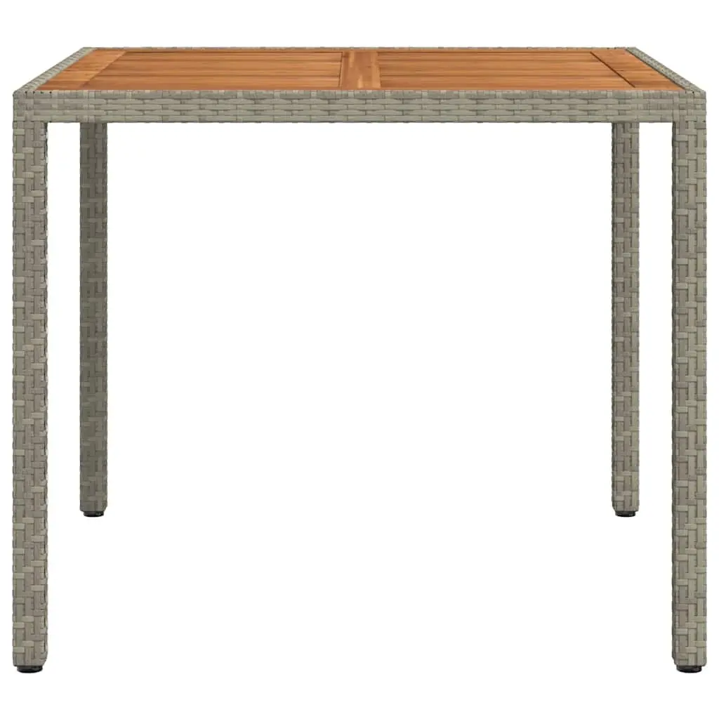 Garden Table 90x90x75cm Outdoor Patio Furniture Poly Rattan Acacia Wood Grey