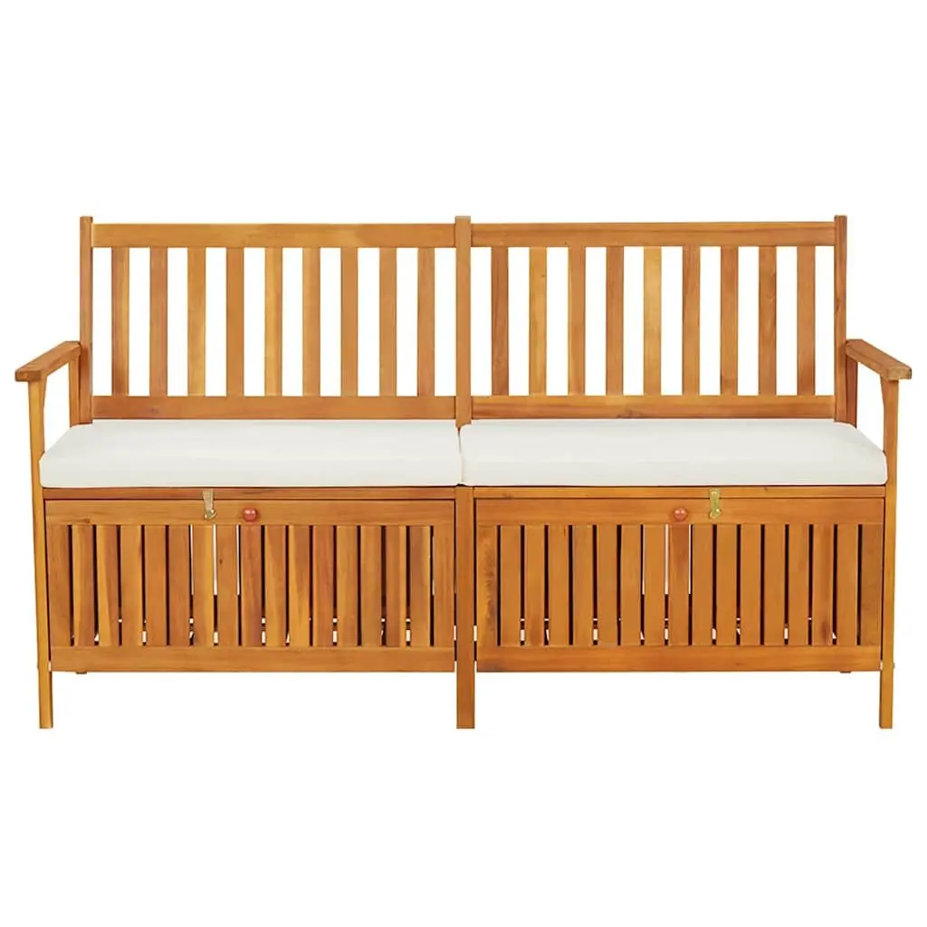 Storage Bench Brown 170cm Solid Wood Acacia Padded Seat