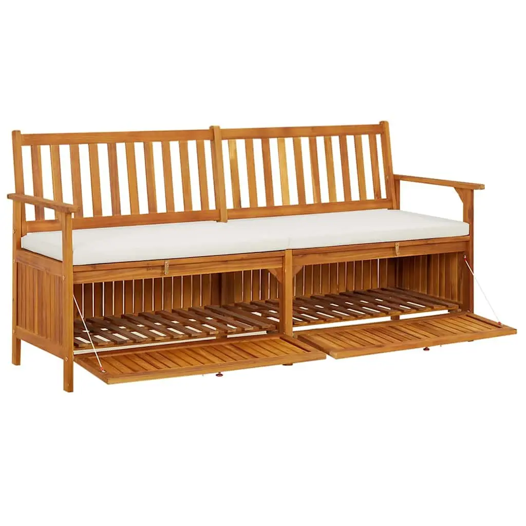 Storage Bench Brown 170cm Solid Wood Acacia Padded Seat