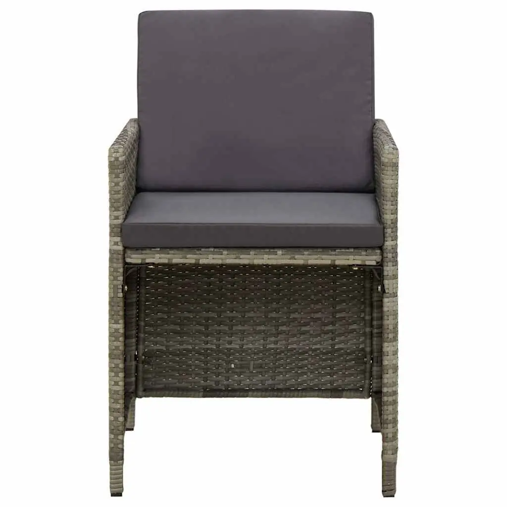 Outdoor Dining Chairs Grey 4 Piece Set Poly Rattan Garden Seating with Cushions