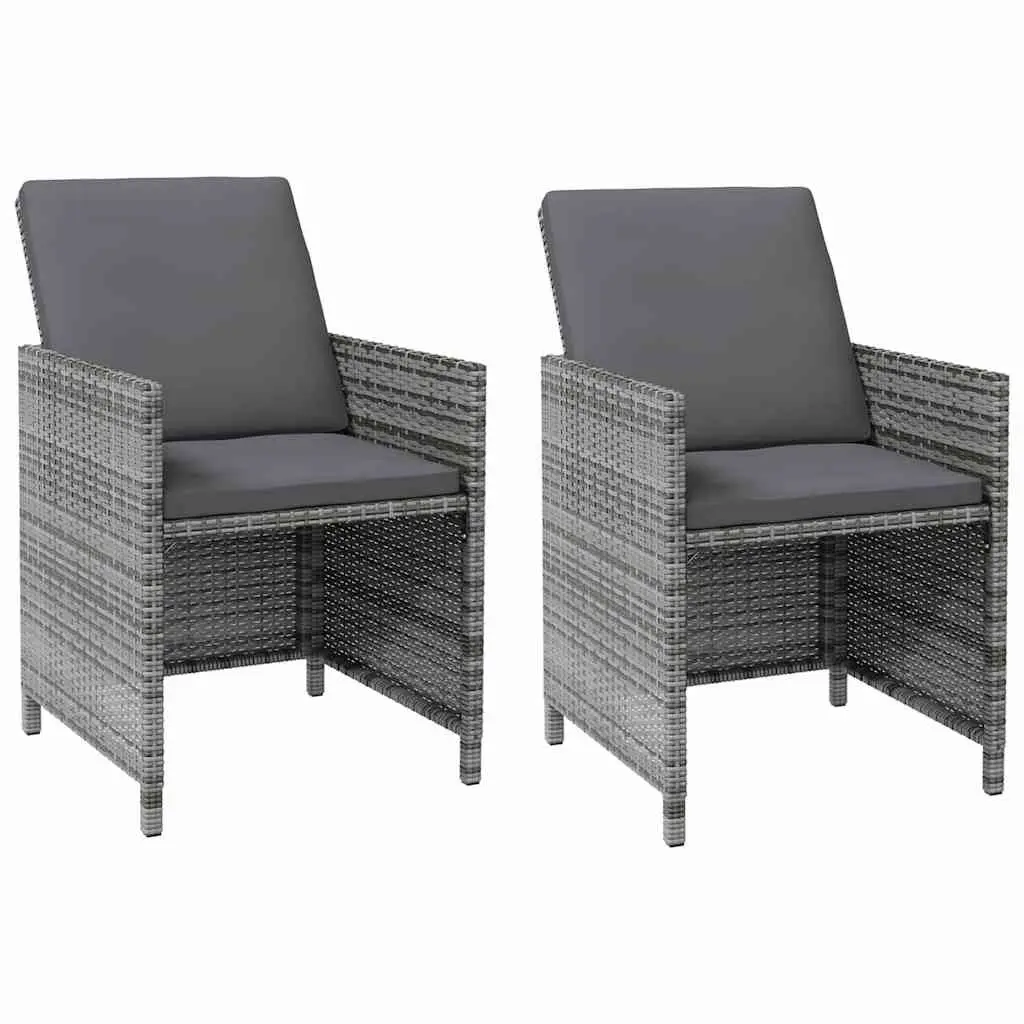 Garden Chair and Stool Set Grey 4 Piece Weather-Resistant PE Rattan Rust-Proof Steel Frame with Cushions