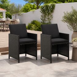 Set of 2 Lightweight Black Garden Chairs