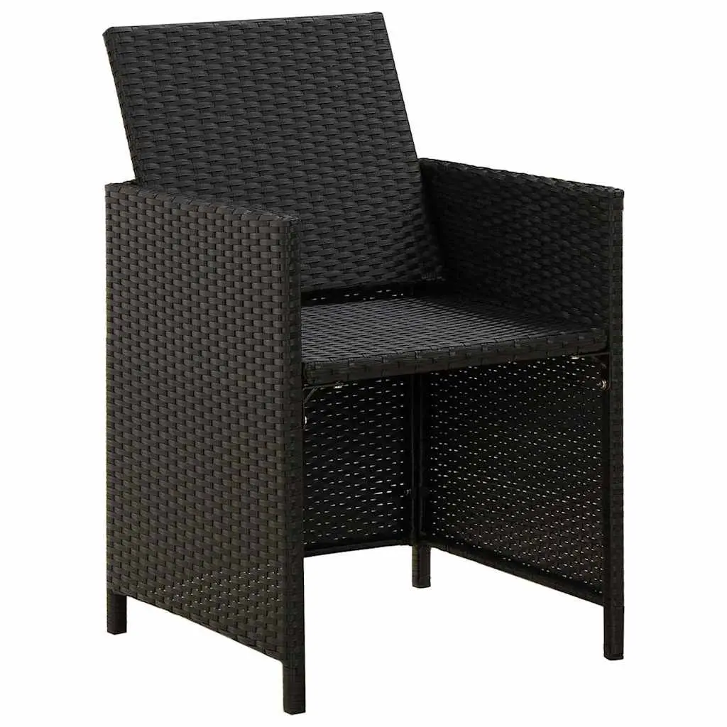 Outdoor Garden Chairs Black 2 Piece Poly Rattan Patio Dining Seating Weather-resistant