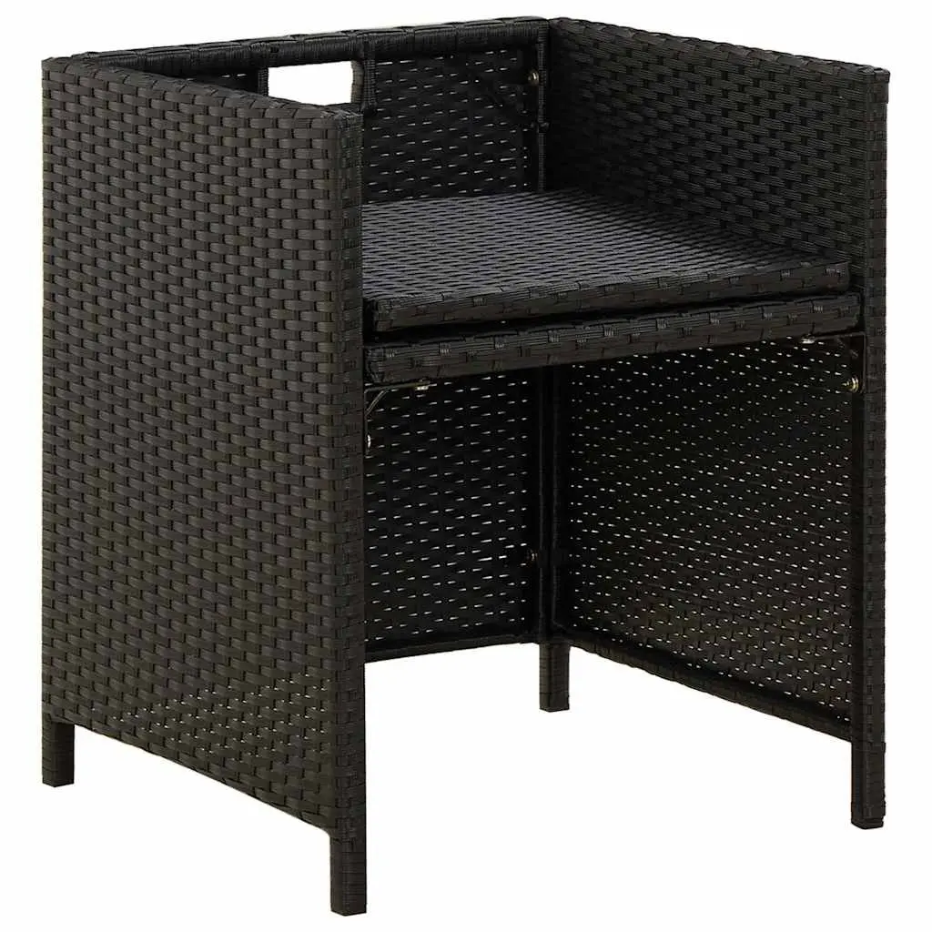 Outdoor Garden Chairs Black 2 Piece Poly Rattan Patio Dining Seating Weather-resistant