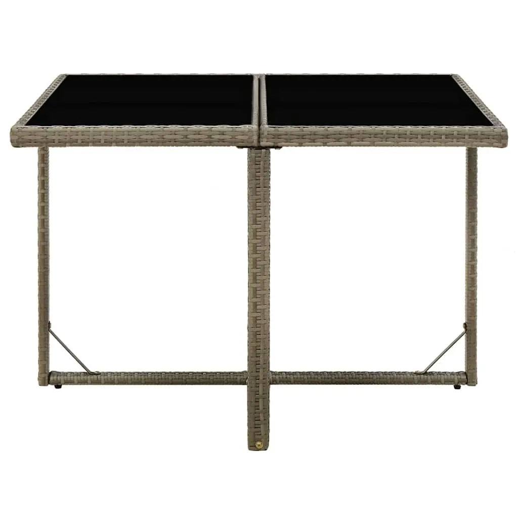 Garden Dining Table 109x107x74cm Grey Outdoor Furniture Rattan Glass Patio