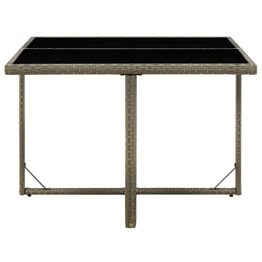 Garden Dining Table 109x107x74cm Grey Outdoor Furniture Rattan Glass Patio