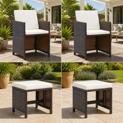 4 Piece Garden Chair Stool Set – Sturdy and Stylish