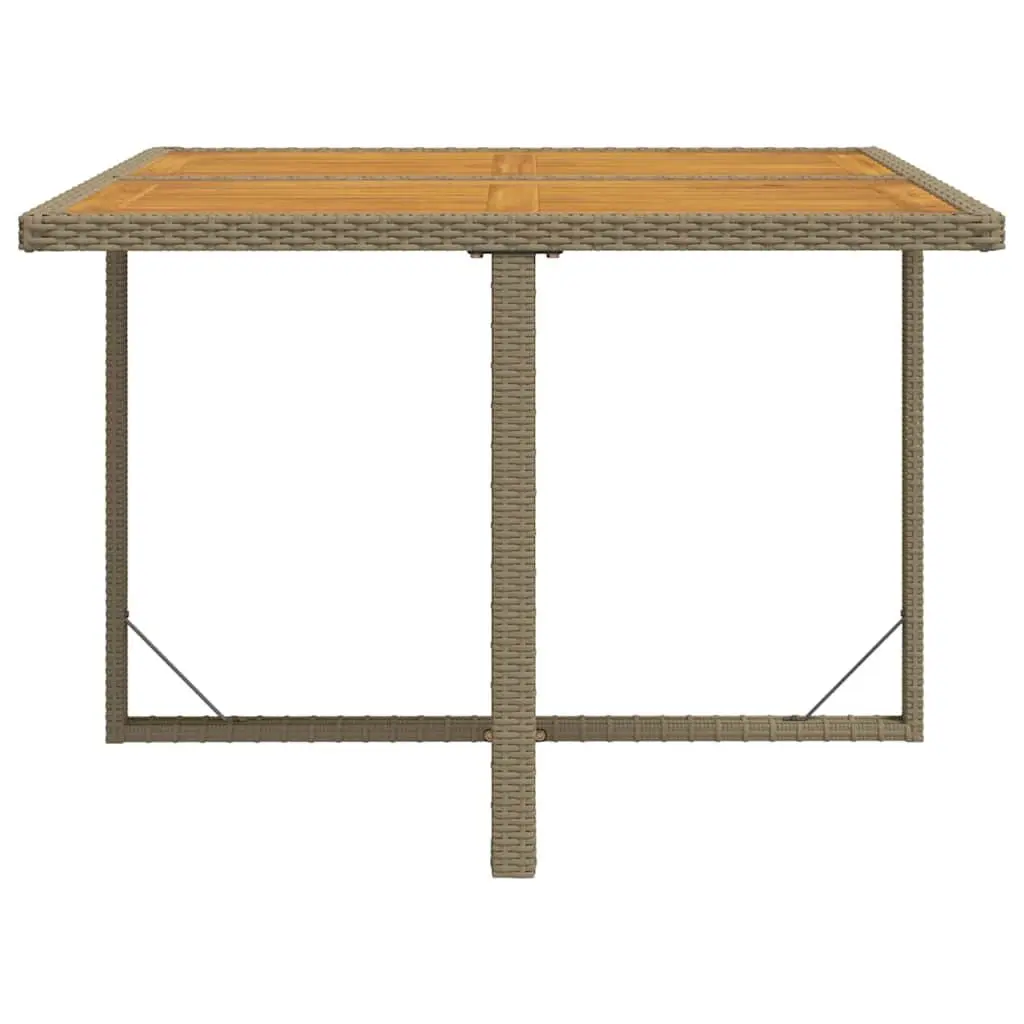 Garden Dining Table Beige Outdoor Furniture Rattan Wood Acacia Weather-resistant