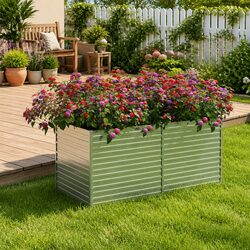 Raised Garden Bed 160x80x77 cm Galvanized Steel Planter Box Silver Outdoor