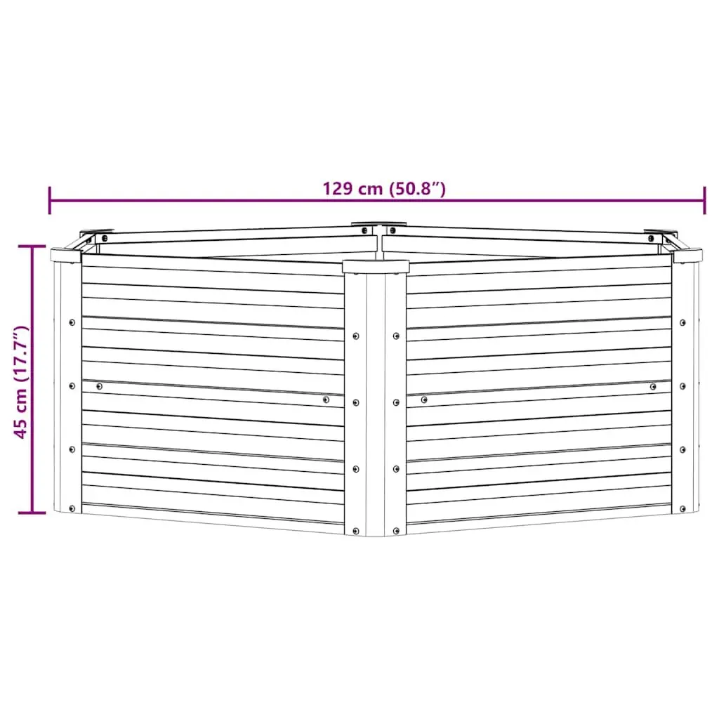 Raised Garden Bed 129x45 cm Metal Planter Box Outdoor Vegetables Flowers Herbs