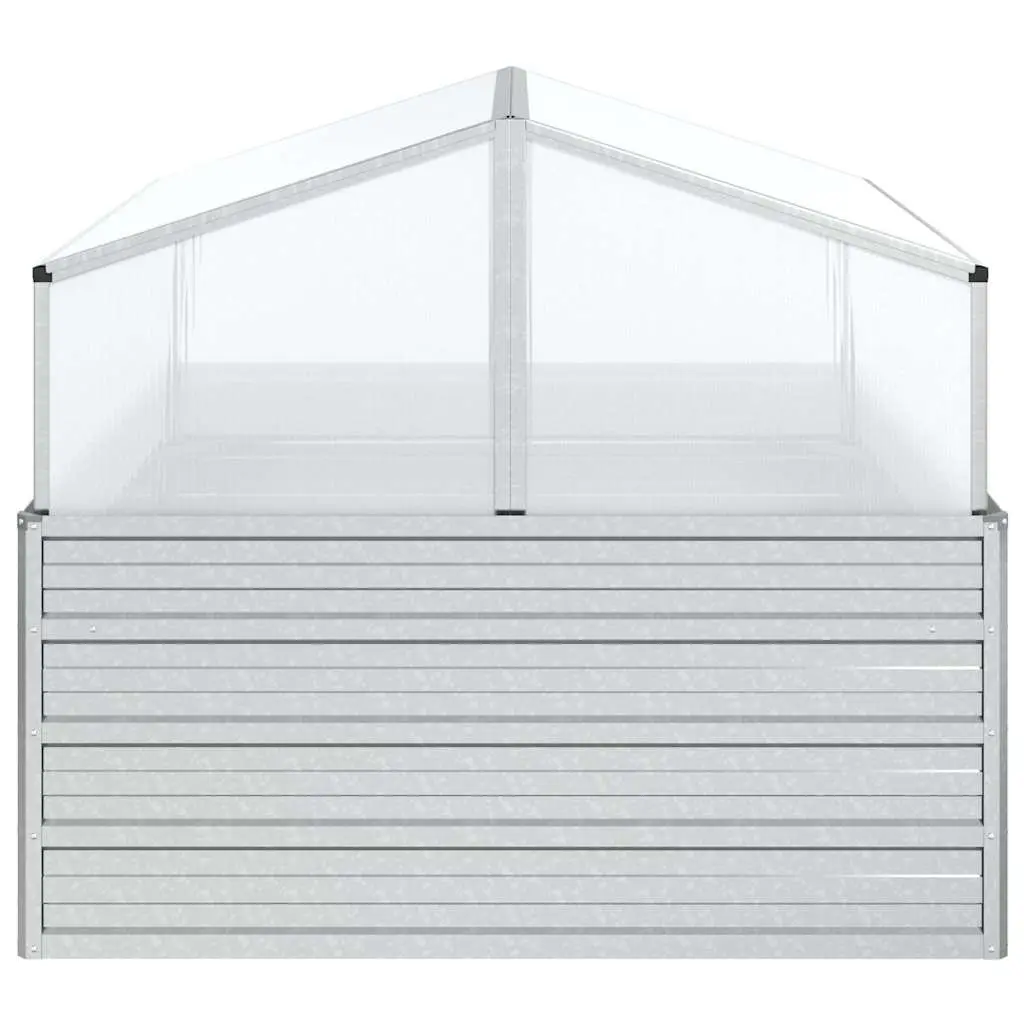 Garden Raised Bed Silver 100x100x85cm Metal Planter Box with Greenhouse Cover