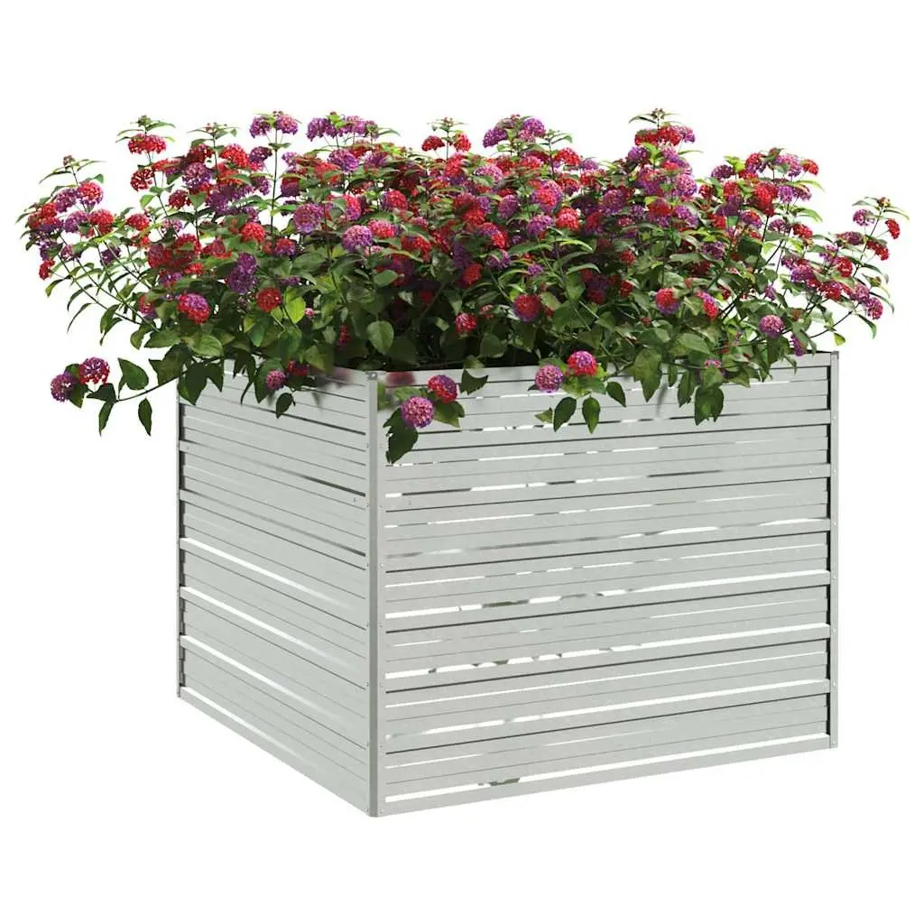 Raised Garden Bed 100x100x77cm Galvanized Steel Planter Box Silver Outdoor