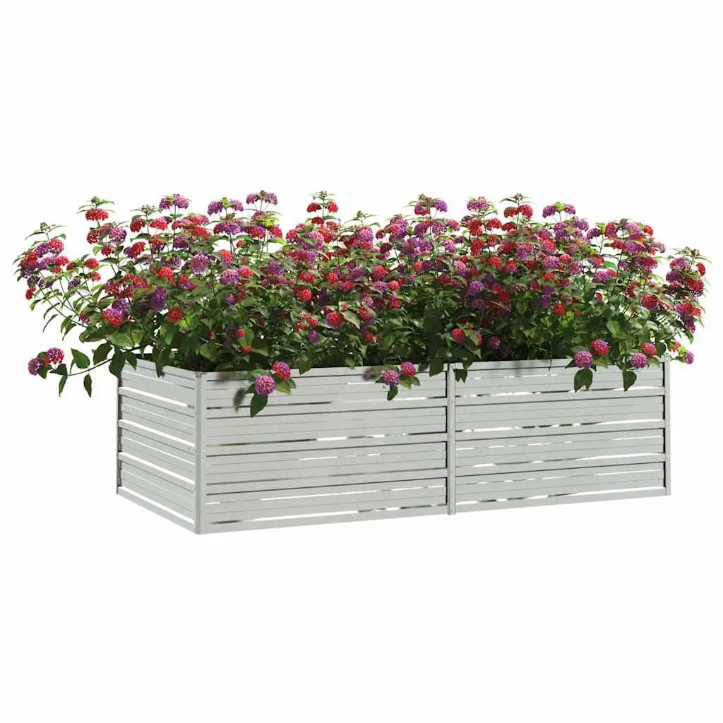 Garden Raised Bed Silver 160x80x45cm Galvanized Steel Planter for Vegetables Herbs Flowers